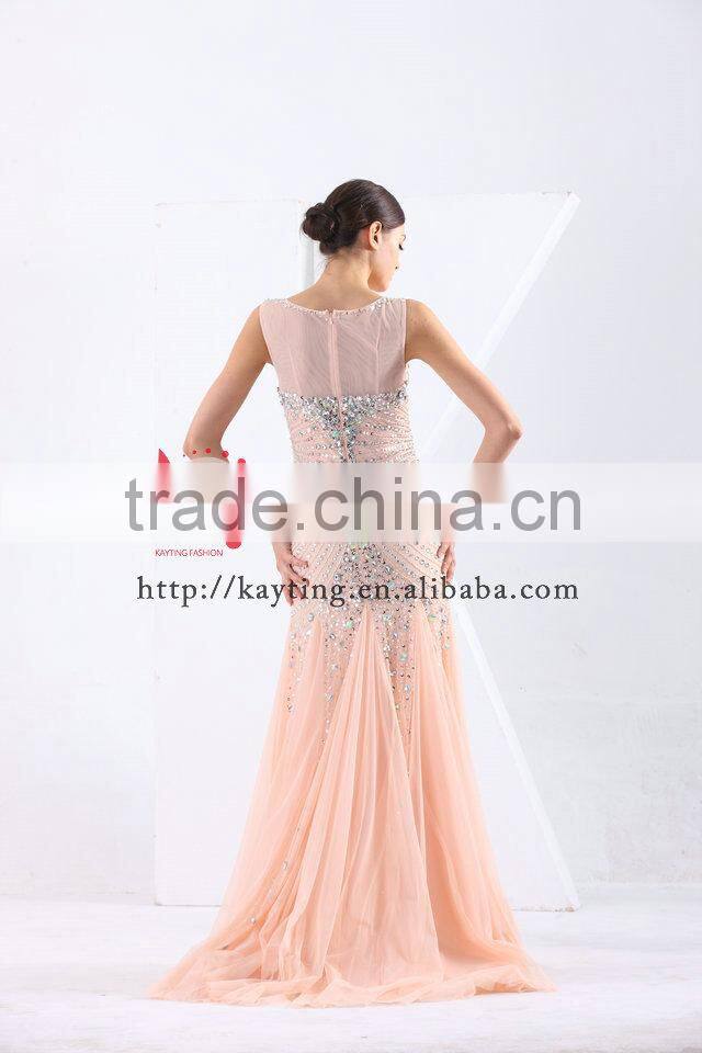 Graceful Handmade Beading Chaozhou Evening Dress Young Girl Turkish Muslim Dress