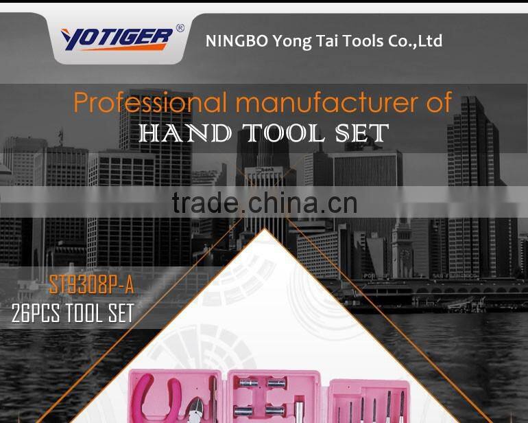 26Pcs Folding Ladies Pink Tool Kit, Pink Hand Tool Kit