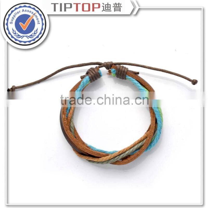 Unisex Mens Womens Multilayer Genuine Leather Metal Punk Casual Statement Knit Hand Made Wrist Bracelets Wristband Braided Rope