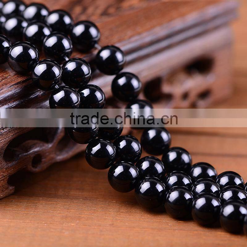 wholesale natural black agate round 8mm loose beads