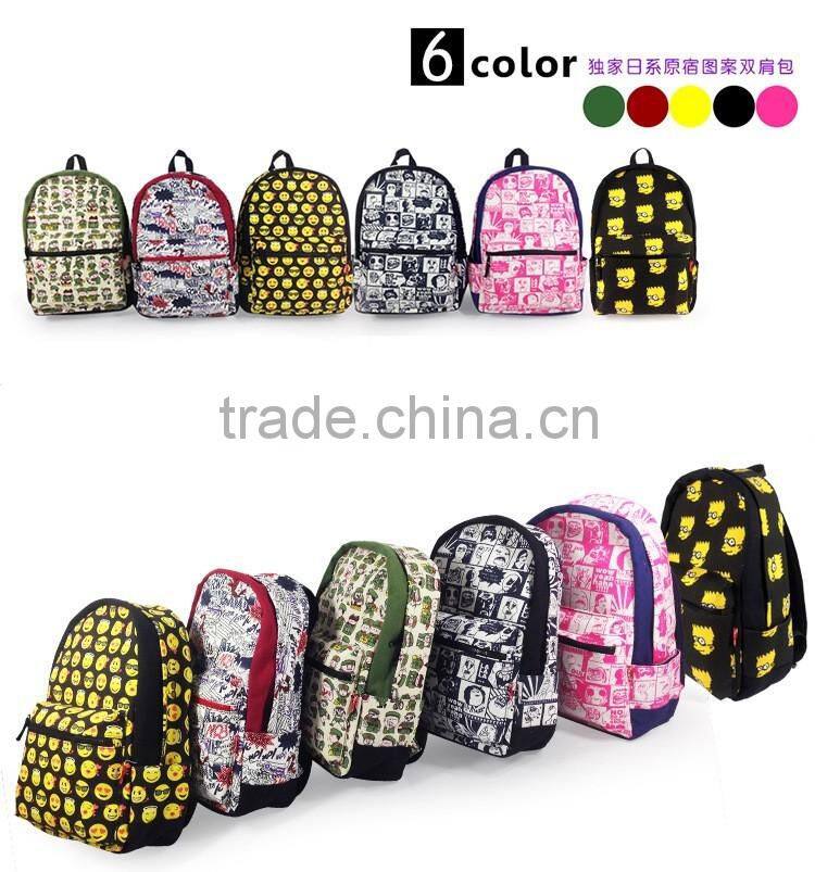 Emoji Printed High School Bag Backpack,smile face canvas daypack backpack cool Cute Emoji Backpack