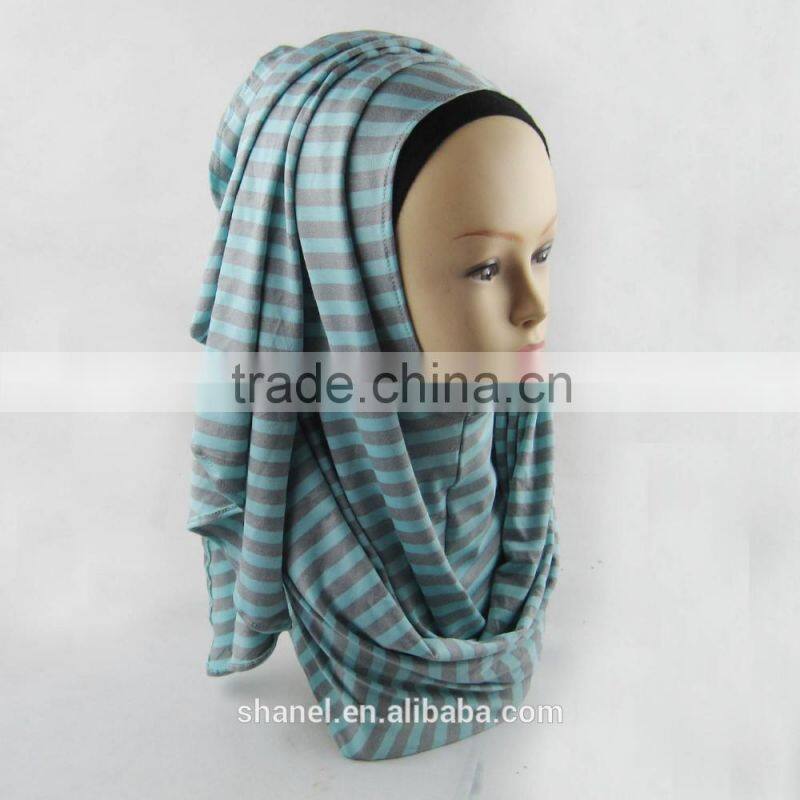 hot sale cotton stripe scarf muslim hijab