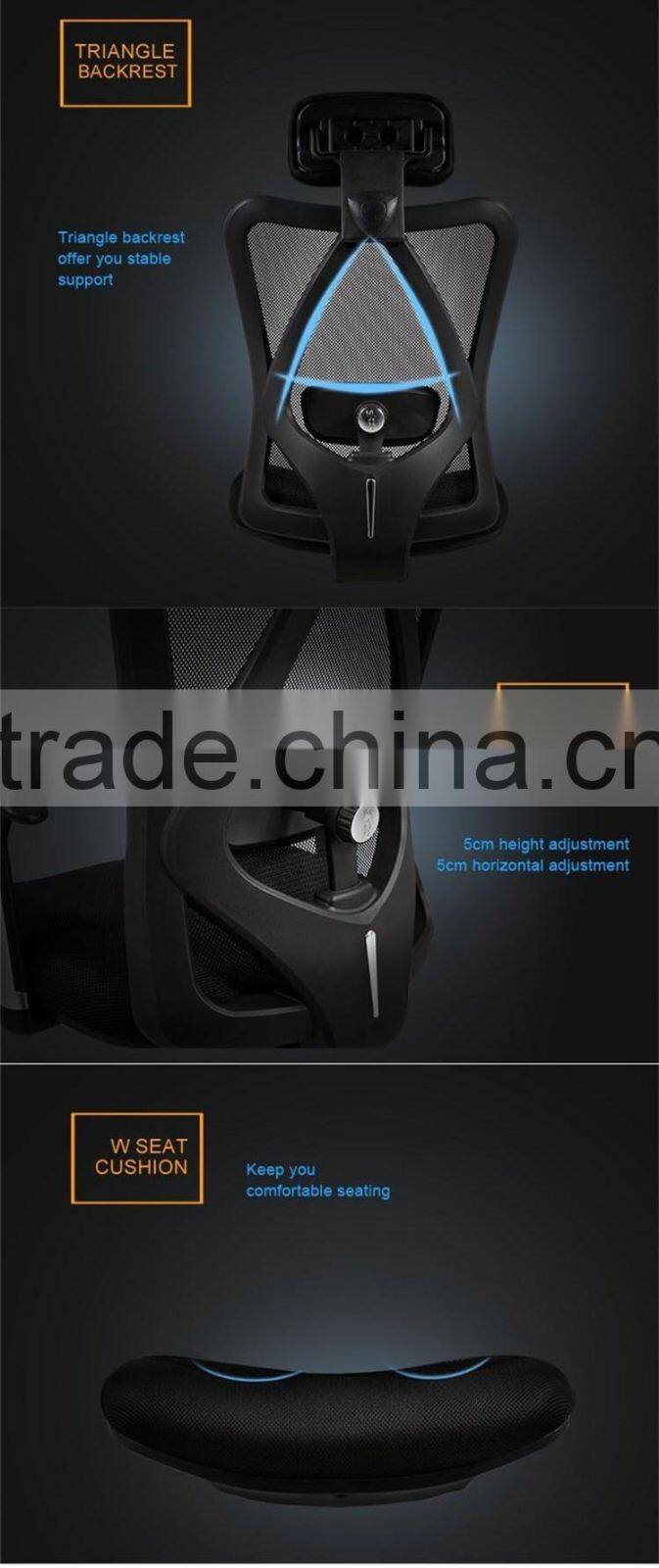 secretary typist computer office highback mesh chair adjustment headrest adjustable armrest swivel mechanism