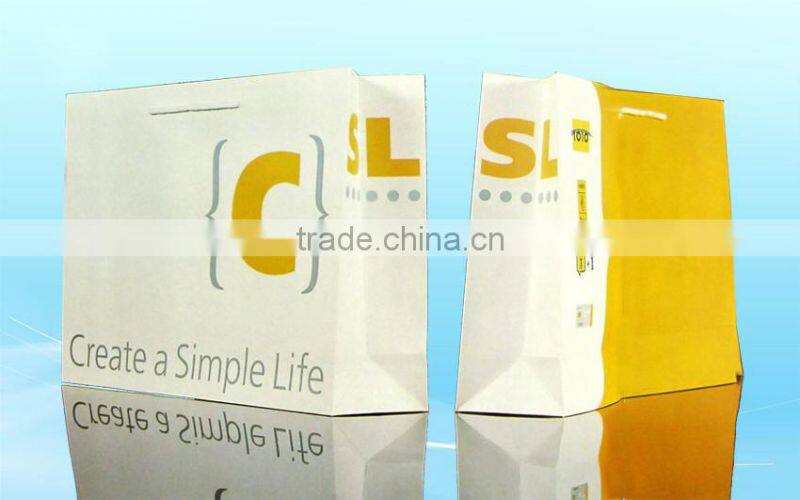 Red shopping paper bags with satin handle