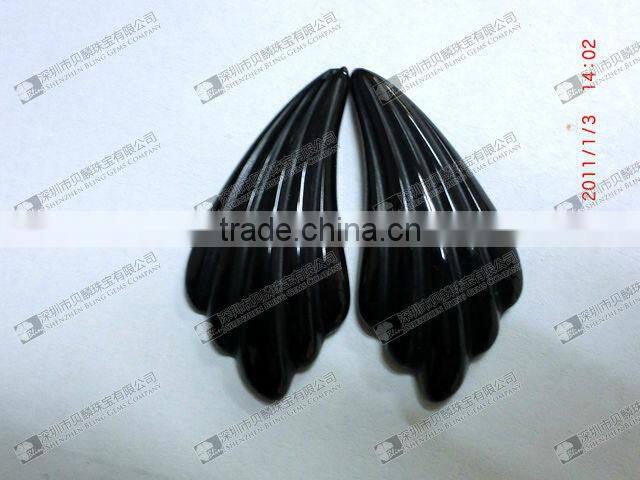 Best price gemstone black onyx carved wing shaped for earrings