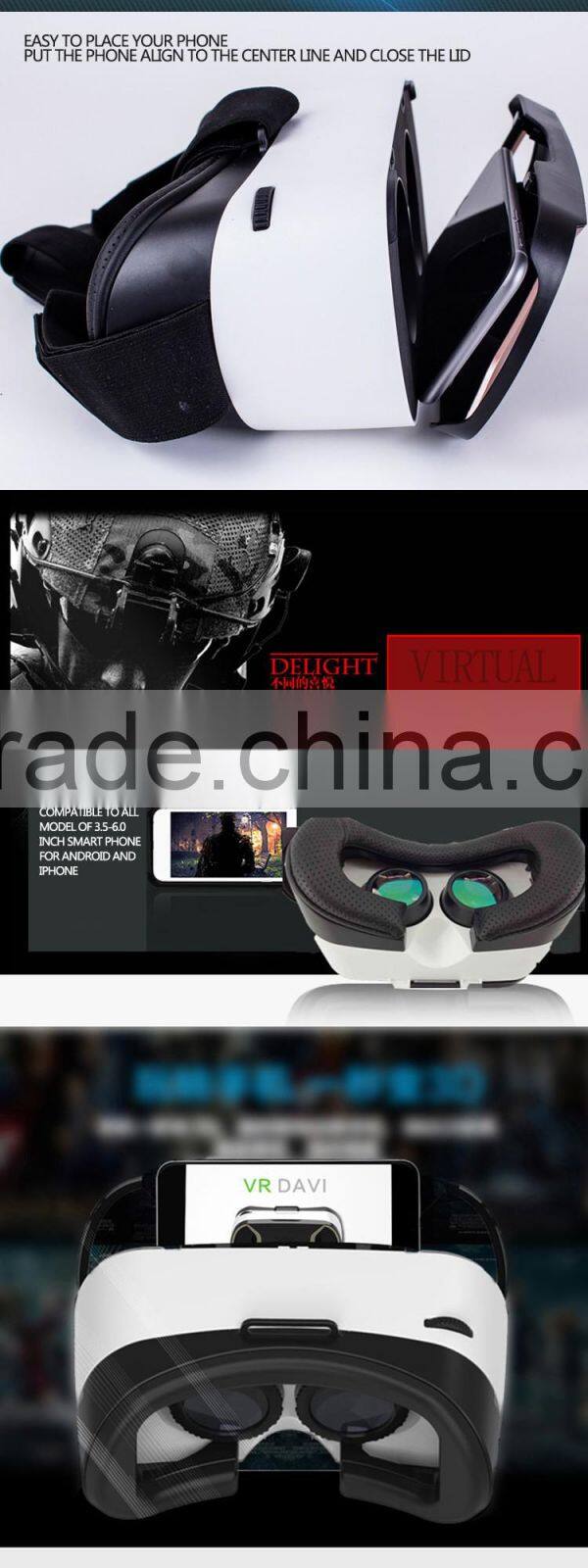shenzhen 3D vr box 2.0 version virtual reality 3d glasses vrarle