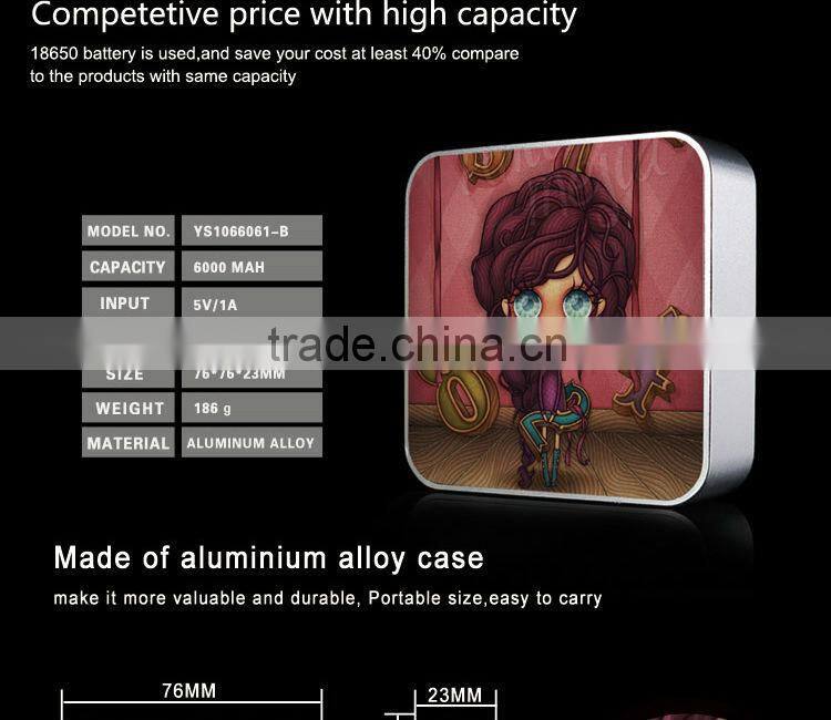 Goth Pattern,18650 Power Bank,Metal Square Power Bank 6000mah