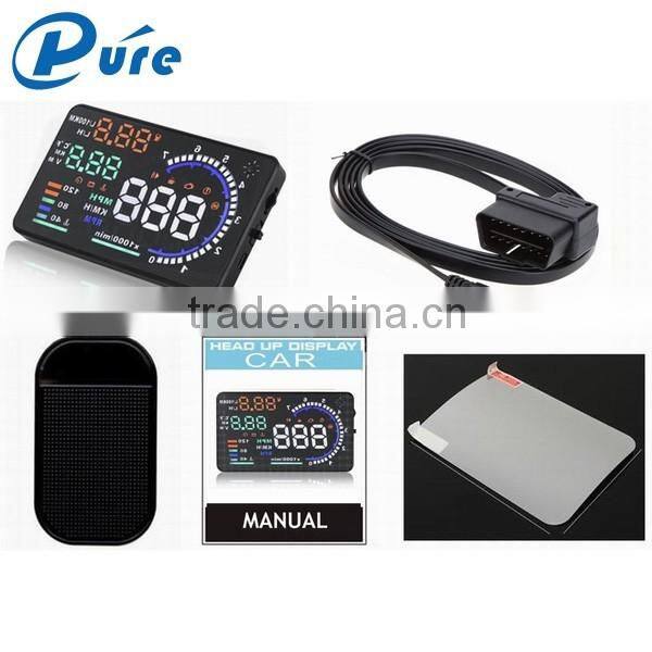 2016 A8 hud new design 5.5" car hud head up display overspeed wanring speedometer support OBDII protocol