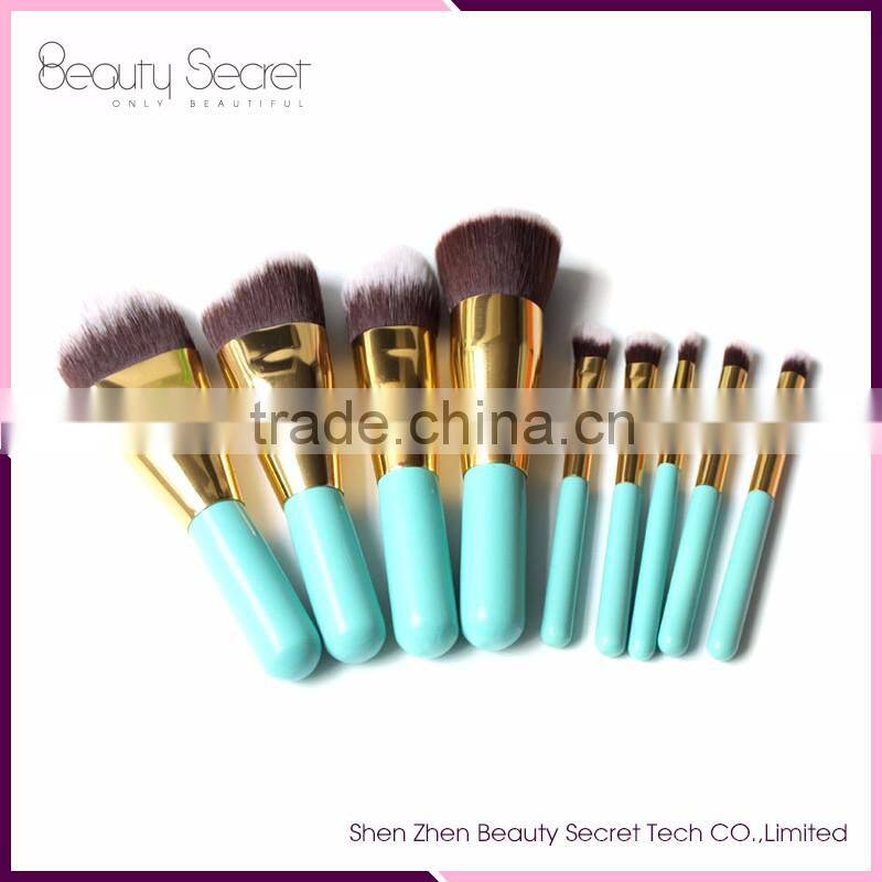 Cosmetic 8 pcs Synthetic And Goat Hair colorful gold brush for makeup