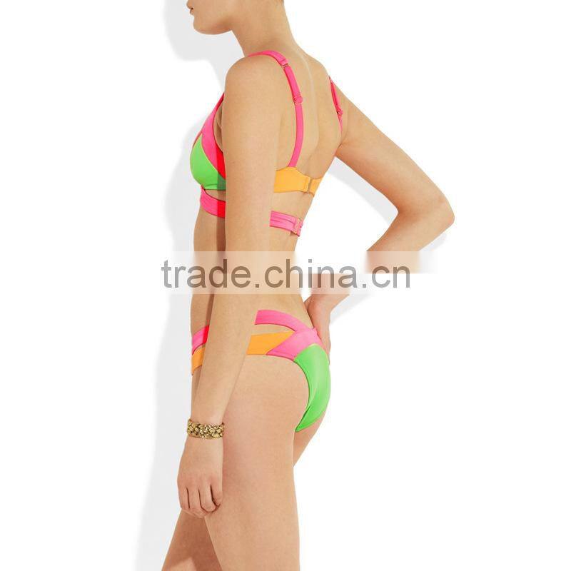 Wholesale 2015 New Sexy Women Bandage Strappy Bikini Set Mature Women Swimwear Push-up Padded Swimsuit