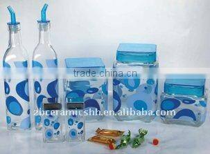 oil glass bottle and kitchen glassware