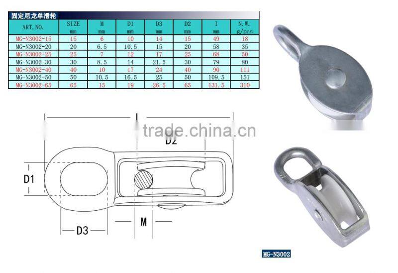 High Quality Zinc Alloy Small Fixed Single Metal Pulley and Double Pulley