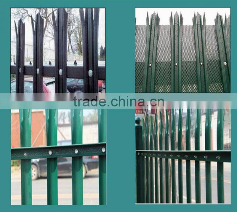 high quality security black palisade picket fence used for sale with pvc coated