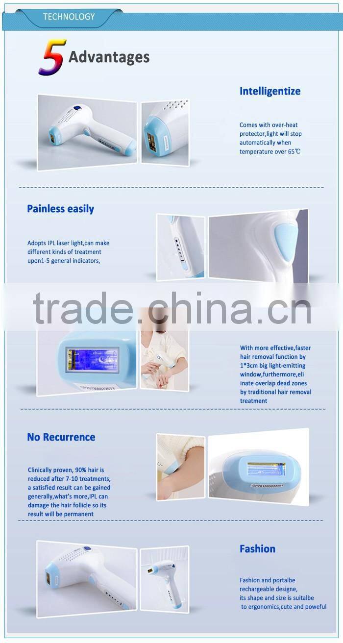 Beauty Salon Hot Sale 2015 Summer Home Use Portable Permanent Laser IPL Photon Hair Removal Epilator Machine