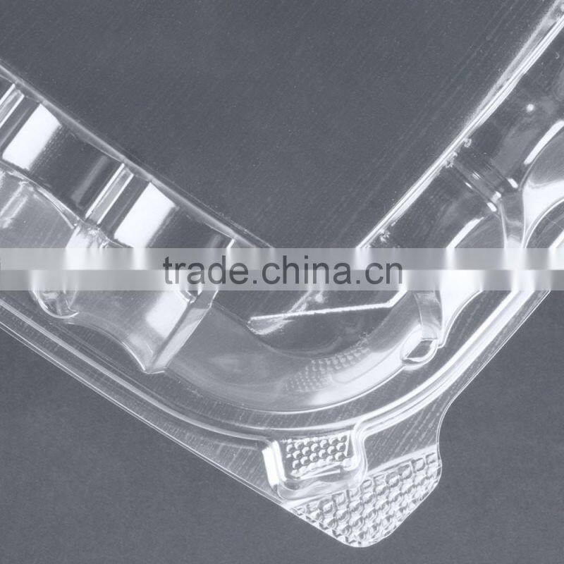 Cheap Price Clamshell Plastic Cake Container Carrier with Hinged Lid, Clear Plastic Take Out Food Packaging Box for Salad