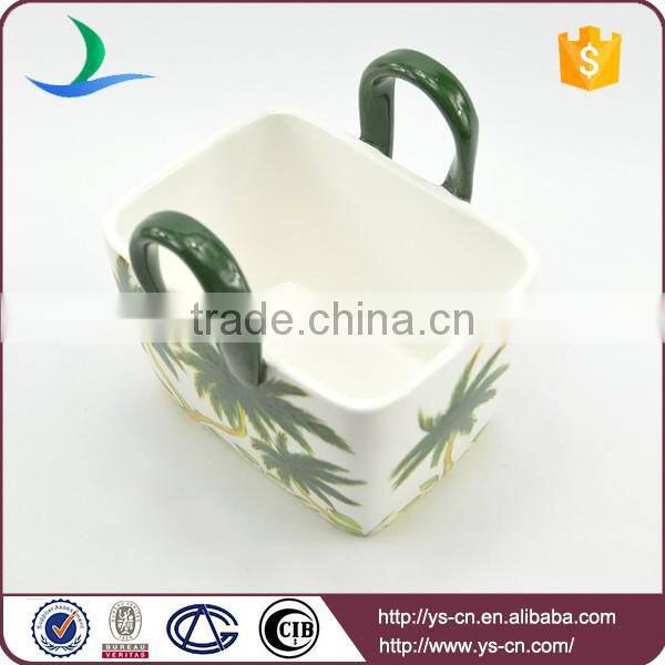 Coconut Tree Ceramic Basket Ware For Kitchen