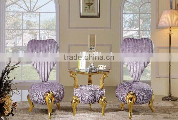 BISINI Petal Shaped Living Room Chair, European Style Solid Wood with Fabric Chair, Classic and Fancy Chair (BF01-X1197)