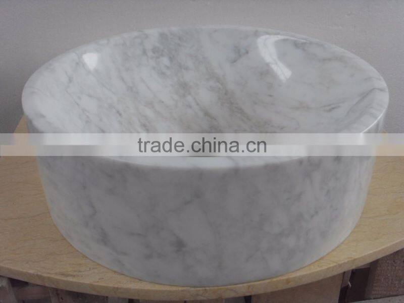 Carrara white marble sinks round basin hot sale