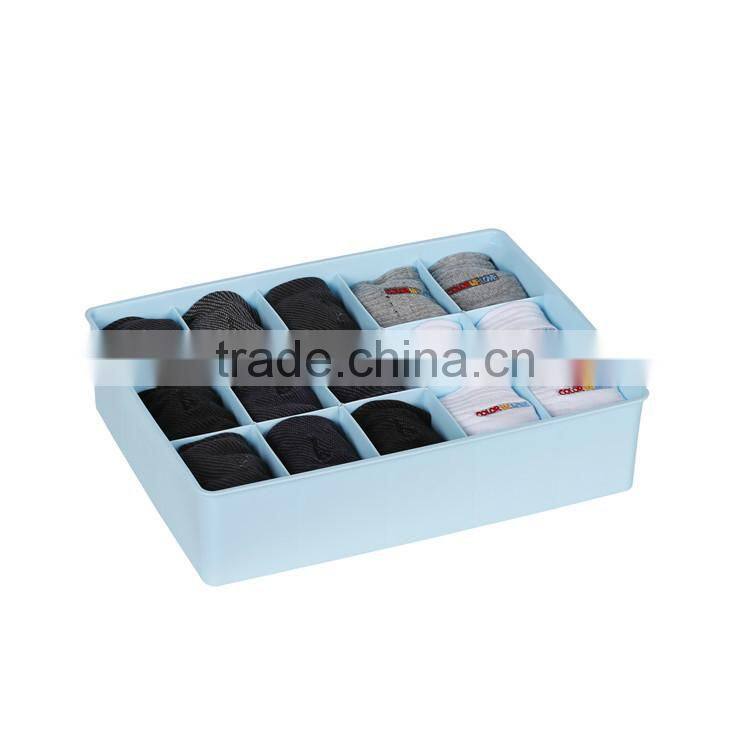 Plastic Waterproof 15 Grid Socks Storage Box Drawer Closet Organizer For Underwear Without Lid