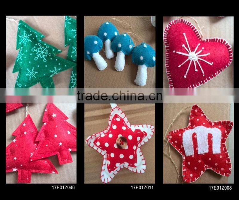 fabric handmade christmas ornaments with colorful fasteners
