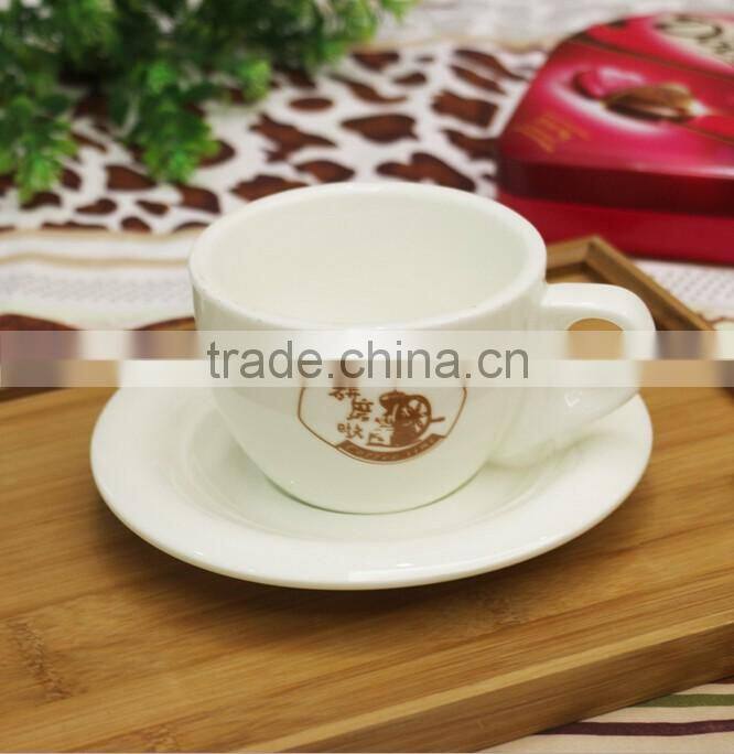 Haonai 400ml and 250ml ceramic coffee cup and saucer sets