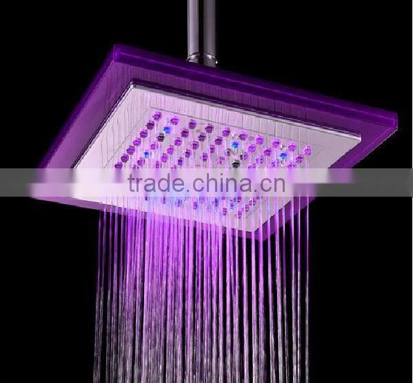 LED Temperature Sensor Color Change 8inch Overhead Shower Rainful Head, ABS 195 LED Flashing Shower Head For Sale