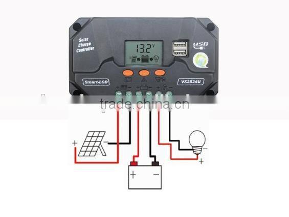 40A LCD Display Screen Dual USB Smart Solar Charge Controller PWM Solar Panel Energy Power System Controller