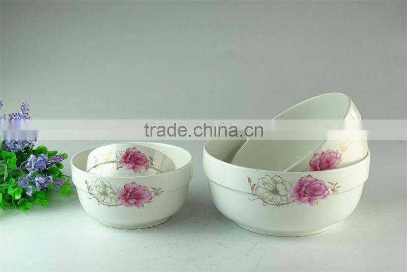Chaozhou Supplier stocked Wholesale 4 inch White Ceramic bowls with flower decal household bowls
