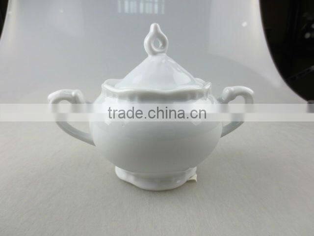 round porcelain sugar pot with handles
