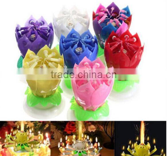 Intelligent+ Multicolors Musical Blossom Lotus Flower Rotatable Birthday Candles