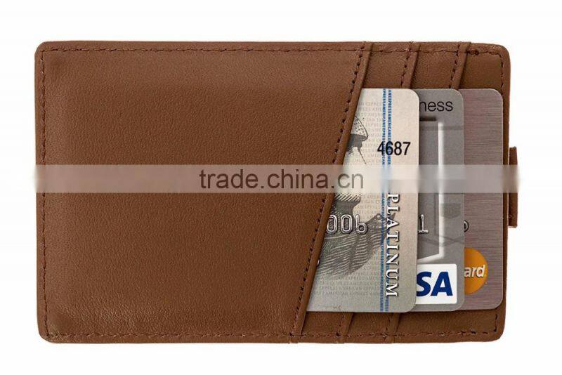 RFID Blocking Genuine Slim Leather Wallet Credit Card Case Sleeve Card Holder With Painted Edges