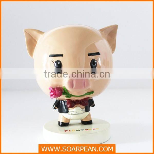 Customozed Fiberglass Vivid Cute Pig Cartoon Statue