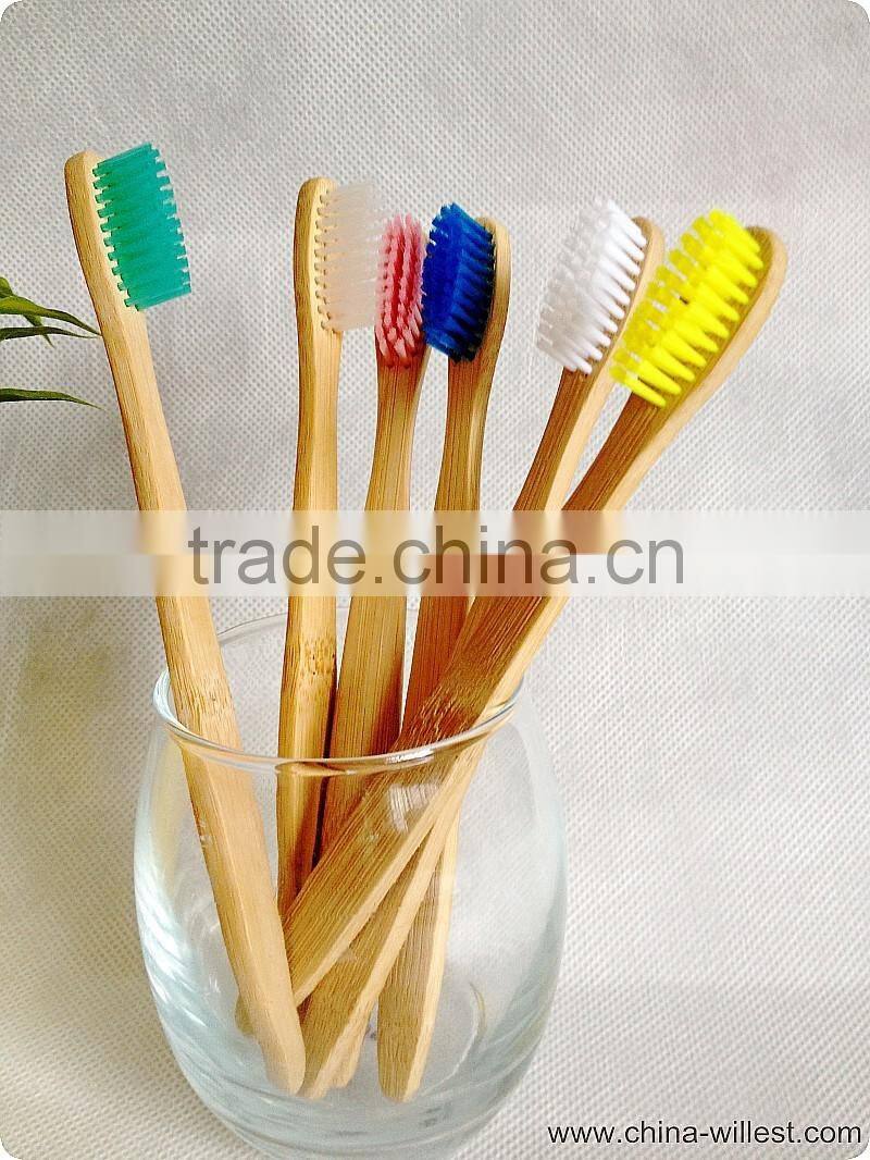 yellow color bamboo toothbrush, soft bristle toothbrush