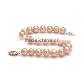 simple 6-7mm pink round freshwater pearls bracelet design