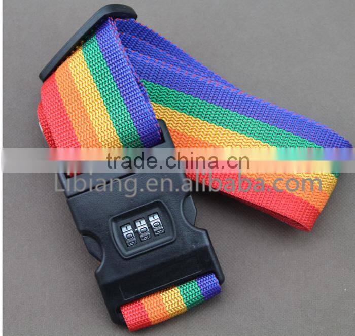 custom logo high quality luggage strap with lock