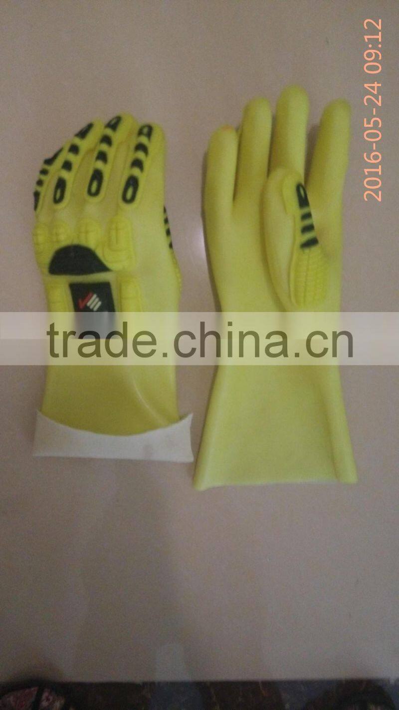 SunnyHope PVC coated oil resistant TPR Impact Gloves
