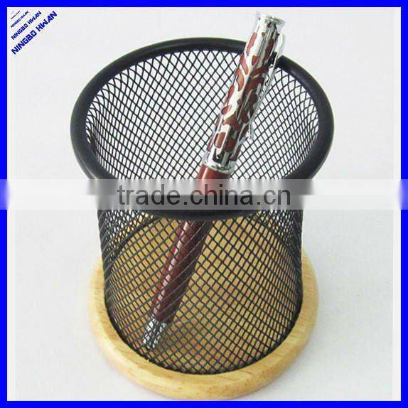 High quality desktop black square metal mesh pen holder