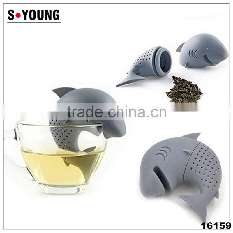 16159 Silicone Shark Infuser Loose Tea Leaf Strainer Herbal Spice Filter Diffuser