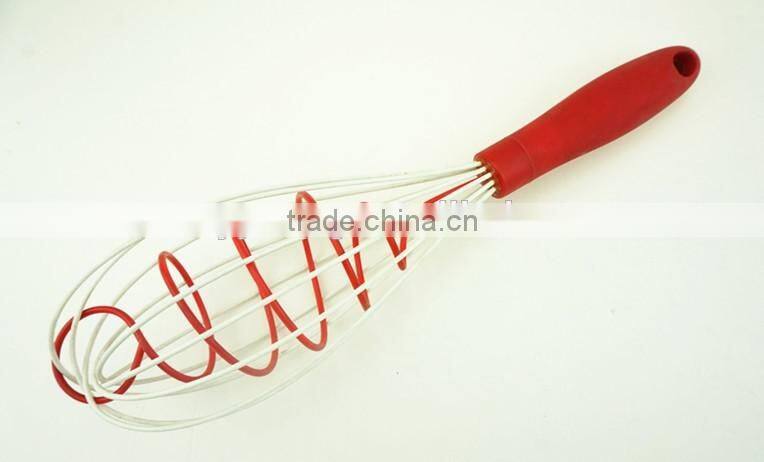 13007Silicone Double Helix Rapid Whisk with wooden handle