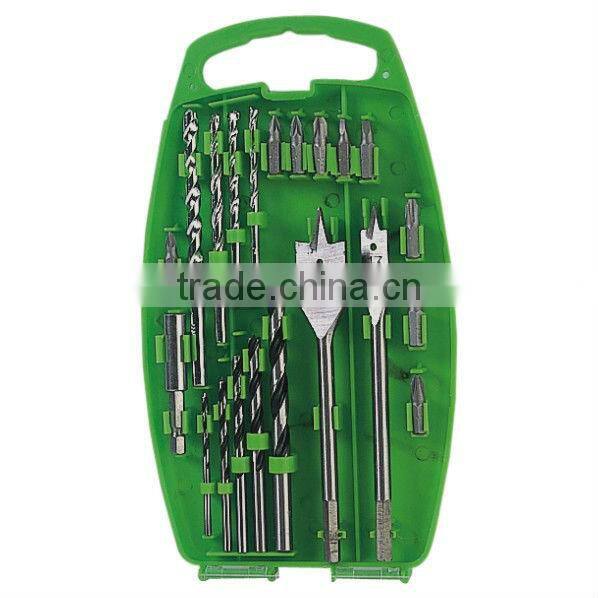 21pcs fantastic wood drill and masonry drill bit set in plastic case