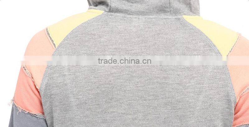 Regular fit hoodie fashionable blocked stripes shoulders cut&sew hoodies