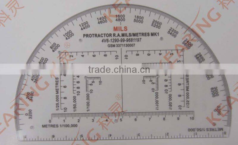 6 inch military protractor for soldiers training, transparent high quality protractor for military, half moon shape #KMP-1