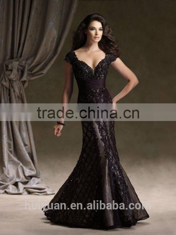 high quality cap sleeve lace mother peacock evening dress
