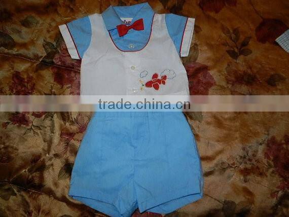 Short Sleeve Three Pieces 100% Cotton High Quality Infant Baby Boy Child Bowtie Gentleman Clothing Summer Wear It Spring Season