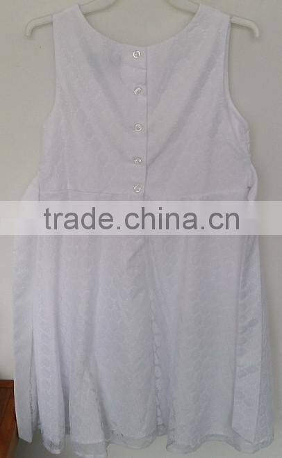 girls pure white embroidered long dress for summer