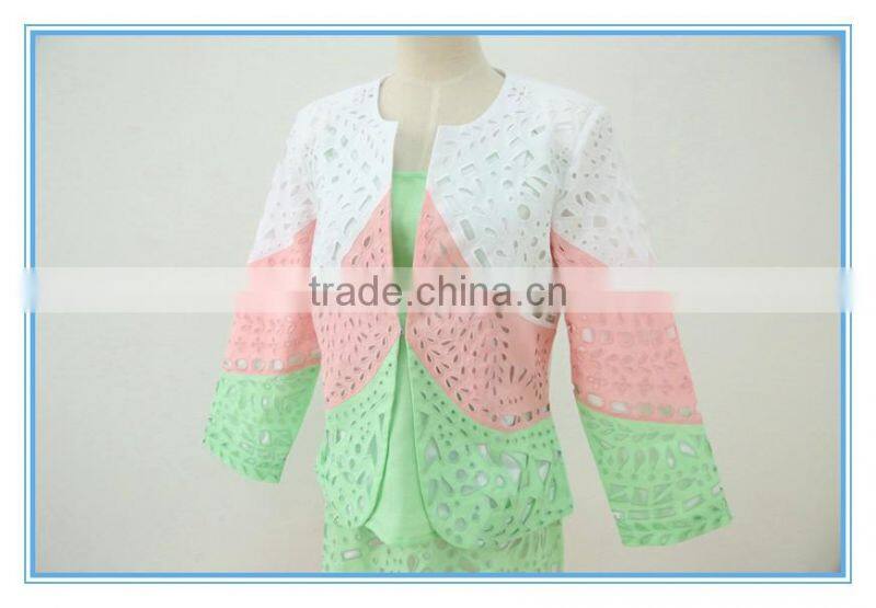 Ramie cotton fabric multi color and embroidery ladies office suit