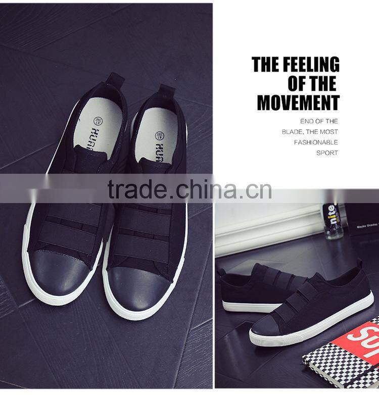 Elastic band man's slip-on breathable casual canvas shoes