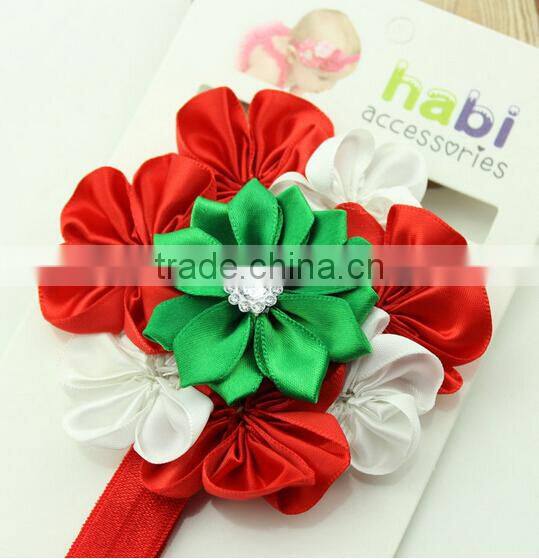 Cheap Sale Christmas Hair Accessories Girls Red Flower Pattern Headband