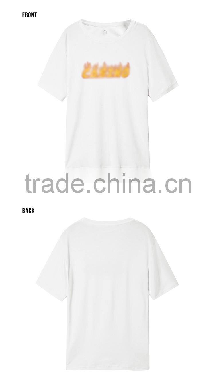 wholesale private label china women t-shirt 100% cotton plain white t shirt women with custom printing design