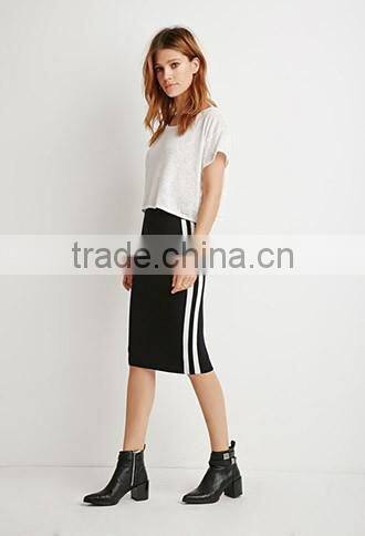 Ms 100% cotton stripe pencil bust skirt in baseball